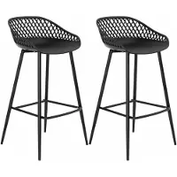 Idimex Barhocker IREK im Retro-Design, bequemer Tresenhocker im 2er Pack, praktischer Bistrostuhl aus Kunststoff in schwarz