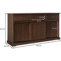 Idimex Anrichte SAVONA Sideboard Kommode Kieferkommode mit 3 Türen und 3 Schubladen, Massivholz, Nussbaumfarben