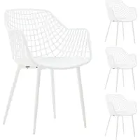Idimex Gartenstühle LUCIA im 4er Set, Weiß - Schalenstuhl mit Armlehne aus Kunststoff, Retro Design für Indoor & Outdoor geeignet, pflegeleicht und UV-beständig, Esszimmerstühle für 4 Personen