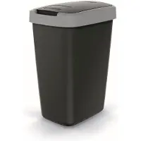 Prosperplast Abfallbehälter 12l mit Deckel KEDEN COMPACTA Q schwarz mit grauem Rand
