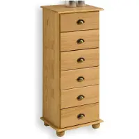 Idimex Schubladenschrank COLMAR, Weiß, Natur - schmale Apothekerkommode mit 6 Schubladen und Muschelgriffen im Landhausstil, Kiefer Massivholz