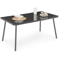 Idimex Gartentisch Volonte 160x90 cm, grau - Outdoor Tisch mit Glasplatte für Terrasse & Balkon, Aluminiumgestell mit Rope Detail, modern & pflegeleicht, Platz für 6 Personen, robust & stabil