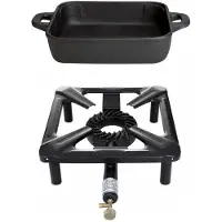 All'Grill Hockerkocher-Set (klein) mit Gusseisenpfanne 26 x 26 cm - ohne Zündsicherung
