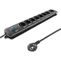 Qoltec 50114, 8 AC-Ausgänge, Typ E (FR), 16 A, 3680 W, 3 m, Typ E