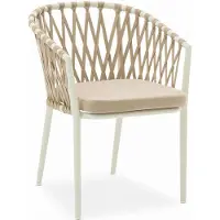 Idimex Gartenmöbel Set SUNNY mit ausziehbarem Esstisch und 8 Stühlen, Esstisch Gestell aus Alu in weiß, Seilbespannung der Stühle in beige, Essgruppe inkl. Sitzkissen, Terassenmöbel
