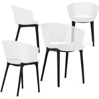 Idimex Gartenstuhl OLINDO 4er Set, weiß - In- & Outdoor Stühle aus Kunststoff, UV-Beständig und robust, Schalenstühle für Balkon, Terrasse oder Esszimmer