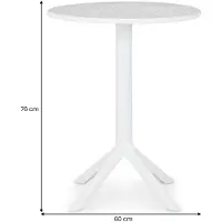 Idimex Gartentisch LUZ 60 cm Durchmesser weiß - runder Balkontisch aus Polypropylen, kleiner Outdoor-Tisch wetterfest & robust, Beistelltsich Garten