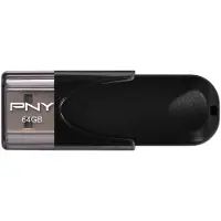 PNY Attaché 4 2.0 64GB, 64 GB, USB Typ-A, 2.0, 25 MB/s, Kappe, Schwarz