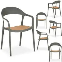 Idimex Gartenstühle LAVANDA 6er Set stapelbar aus hochwertigem Kunststoff in grau. Outdoor Stühle mit Wiener Geflecht Optik. Wetterfestes & UV-beständiges Material für Balkon, Terrasse & Garten.