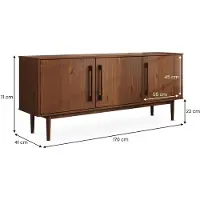 Idimex Sideboard TECCA mit 3 Türen aus Massivholz, Kastanie farben – Wohnzimmermöbel im Mid Century-Style mit verstellbaren Einlegeböden und hohen Füßen