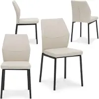 Idimex Esszimmerstühle VANORA 4er Set, Beige – Polsterstühle mit Stoffbezug und schwarzem Metallgestell modernes Design für Essbereich & Küche