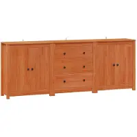 vidaXL Sideboard mit Schubladen 3 pcs Wachsbraun Massives Kiefernholz