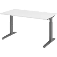 Bümö Schreibtisch Serie-XB - Nachbildung: Weiß, Gestell: Graphit, Größe: 140 x 80 cm