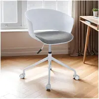 Idimex Drehstuhl DAGMA mit Rollen in weiß - Bürostühl höhenverstellbar mit Sitzpolster und Rollen – Modernes Design für Home-Office und Büro