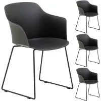 Idimex Gartenstuhl FORO im 4er Set, Schwarz - Outdoor Schalenstuhl aus Polypropylen, Sitzschale UV-beständig und pflegeleicht, schlanke Metallbeine, modernes Design für Garten und Terrasse
