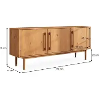 Idimex Sideboard TECCA mit 3 Türen aus Massivholz, Eiche farben – Wohnzimmermöbel im Mid Century-Style mit verstellbaren Einlegeböden und hohen Füßen