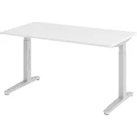 Bümö Schreibtisch Serie-XB - Nachbildung: Weiß, Gestell: Silber, Größe: 140 x 80 cm