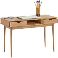 Idimex Schreibtisch STEFANO Eiche farben - Bürotisch mit 2 Schubladen und Fach aus Massivholz, Home Office Tisch, moderner Arbeitstisch