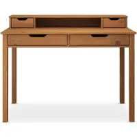 Idimex Schreibtisch RAUL mit 4 Schubladen aus Massivholz, Eiche farben - Bürotisch mit Stauraum und Nische, Home-Office-Schreibtisch, PC-Tisch mit Aufsatz