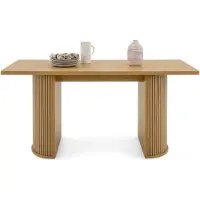Idimex Esstisch GUARDA 160 x 75 cm, Wildeiche MDF - Rechteckiger Esszimmertisch mit Designfuß in Lamellenoptik, moderner Küchentisch für 6 Personen elegant