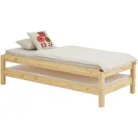 Idimex Stapelbett RINO, 80 x 190 aus Massivholz, Natur - Einzelbett Kiefer Massivholz, platzsparendes stapelbares Gästebett, Kinderbett Holz, ideal für Gästezimmer oder Kinderzimmer