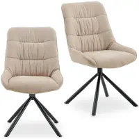 Idimex Esszimmerstühle LIBRA 2er Set, Beige - Drehbare Polsterstühle mit hohem Sitzkomfort, ideal für Esszimmer und Küche, weich gepolsterte Sitzschale, stabiles Metallgestell [max. Belastbarkeit 120 kg]