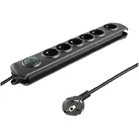 Qoltec 50111, 6 AC-Ausgänge, Typ E (FR), 16 A, 3680 W, 1,8 m, Typ E