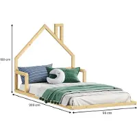 Idimex Bodenbett ELOA mit Hausdach 90x200 cm natur Kiefer massiv, Montessori-Kinderbett, Montessori-Möbel