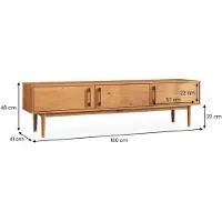 Idimex Lowboard TECCA 180 cm, Eiche Finish – niedriges Sideboard mit Stauraum, TV Schrank mit 3 Türen aus Massivholz, Mid Century Wohnzimmermöbel