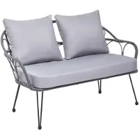 Idimex Gartenmöbel CAIRO: 2 Sessel, 1 Zweisitzer, 1 Beistelltisch - schwarz/grau, Loungemöbel Balkon, Rattan-Gartenmöbel, Loungeset im Freien