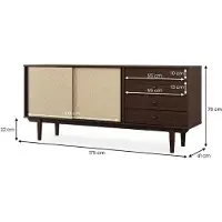Idimex Sideboard SIMONA mit Rattan-Geflecht 175cm, nussbaumoptik – 4 Schubladen und 2 Schiebetüren, Flurkommode mit Einlegeboden, Wohnzimmer