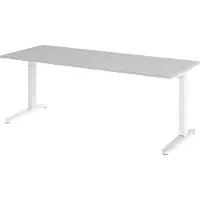 Bümö Schreibtisch Serie-XB - Nachbildung: Grau, Gestell: Weiß/Alu poliert, Größe: 200 x 80 cm