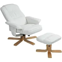 Idimex Relaxsessel CHARLY mit Hocker drehbar neigungsverstellbar weiß [Max. Belastbarkeit 100 kg] für Wohnzimmer, TV-Sessel Fernsehsessel mit Liegefunktion Polstersessel und Hocker