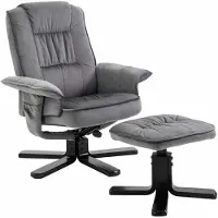 Idimex Relaxsessel CHARLES mit Hocker, Fernsehsessel Liegesessel TV Sessel Relaxstuhl Entspannungssessel, mit Samtstoff in grau