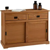 Idimex Kommode SAVONA, Sideboard mit 2 Türen 2 Schubladen, Kiefer massiv, Oberfläche braun lackiert, Buffetschrank, Geschirrschrank, Massivholz