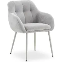 Idimex Esszimmerstühle SOMA 2er Set, Hellgrau - Polsterstühle mit Armlehnen & ergonomische Rückenlehne, Essstühle mit robusten Metallbeine, ideal für Küche und Essbereich [max. Belastbarkeit 120 kg]