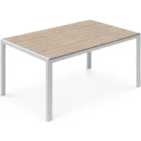 Idimex Gartentisch MONDELLO, 150 x 90 cm, Weiß - Wetterfester Terrassentisch mit Stahlgestell und WPC-Tischplatte, Ideal für Garten und Balkon, Outdoor-Möbel im modernen Design