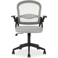 Idimex Bürodrehstuhl EREN höhenverstellbar mit Armlehnen in grau – Ergonomischer Schreibtischstuhl mit atmungsaktivem Netzstoff, gepolstertem Sitz und Rollen für alle Böden