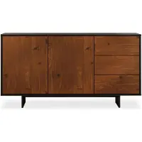 Idimex Sideboard ARTO, 135 cm mit 2 Türen und 3 Schubkästen, Schwarz/Kastanie - Robustes Wohnzimmer Möbel, Flurkommode mit großzügigem Stauraum, Anrichte mit pflegeleichter Oberfläche