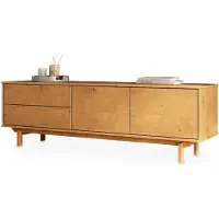 Idimex Lowboard LITA aus Massivholz 170 cm, Eiche Finish – TV Lowboard mit 2 Schubladen und 2 Türen, Push-to-Open System, TV Möbel mit Stauraum, Sideboard für Wohnzimmer, Skandinavisches Design