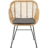 Idimex Gartenstuhl PARAMO aus Polyrattan - moderner Esszimmerstuhl in Rattan Optik, Küchenstuhl mit Sitzkissen, Korbstuhl mit robustem Metallgestell