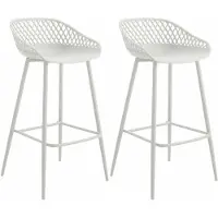 Idimex Barhocker IREK im Retro-Design, bequemer Tresenhocker im 2er Pack, praktischer Bistrostuhl aus Kunststoff weiß