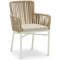 Idimex Gartenmöbel-Set AFUERA Tisch mit 8 Stühlen, Weiß/Champagner - Outdoor Essgruppe für bis zu 8 Personen, wetterfest und pflegeleicht, wasserabweisende Sitzkissen, ideal für Terrasse, Balkon und Garten