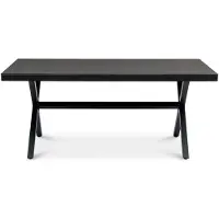 Idimex Gartentisch ISOLA 180 x 100 cm, Schwarz – stabiler Outdoor Tisch mit schwarzer Tischplatte aus WPC in Holzoptik, pulverbeschichtetes Aluminiumgestell, wetterfest für Garten & Terrasse