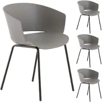 Idimex Gartenstuhl NIVEL im 4er Set aus Alu und Kunststoff in grau, schlanker Terrassenstuhl aus Polypropylen und Metall, Sitzschale UV-beständig