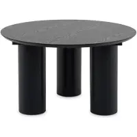 Idimex Couchtisch ESTER 70 cm rund, Schwarz - Moderner Wohnzimmertisch mit 3 Säulenfüßen, Beistelltisch aus MDF in Holzoptik, stabiler Coffee Table, 40 cm Höhe
