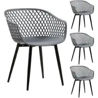 Idimex Gartenstühle MADEIRA im 4er Set, Anthrazit - Schalenstühle im Retro Design, für Indoor & Outdoor geeignet, Sitzschale aus UV-beständigem Polypropylen, Esszimmerstühle mit Armlehne modern