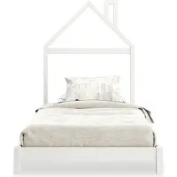 Idimex Kinderbett LIZ 90x200 cm in Hausoptik aus Massivholz weiß - Bodenbett für einfaches Ein- und Aussteigen, Montessori Kinderzimmer