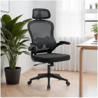 Idimex Bürodrehstuhl JOBURG höhenverstellbar mit Armlehnen, schwarz – ergonomischer Schreibtischstuhl mit Netzrücken und Lendenstütze für Home Office und Büro – Drehstuhl mit Rollen Pc Stuhl