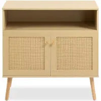 Idimex Kommode NORICA mit Rattanoptik, Eiche Finish – Flurmöbel mit offenem Fach und 2 Türen, Wohnzimmerkommode mit höhenverstellbaren Fächern, Stauraum für Schlafzimmer & Flur